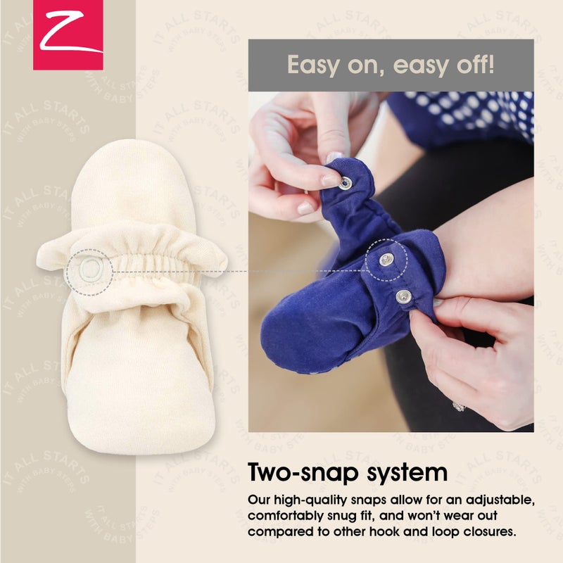 Zutano Unisex Organic Cotton Baby Booties With Gripper Soles, Cream, 12M - Image 3